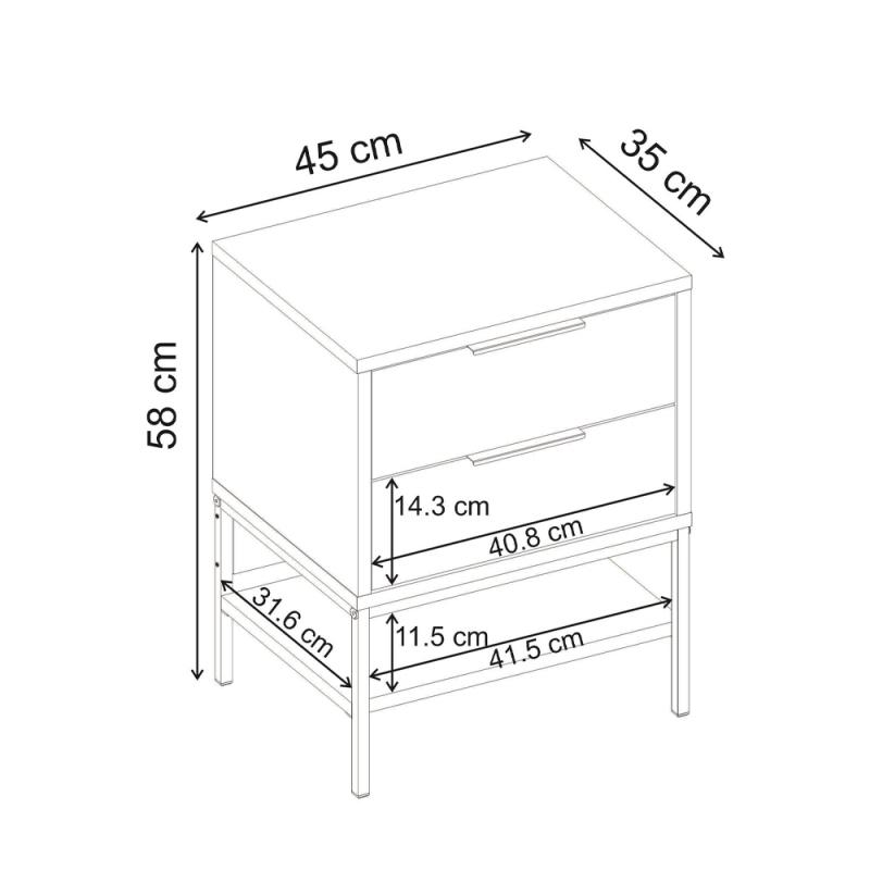 Κομοδίνο Mars Megapap χρώμα καρυδί Ud 45x35x58εκ. Κομοδίνο Mars Megapap χρώμα καρυδί Ud 45x35x58εκ.