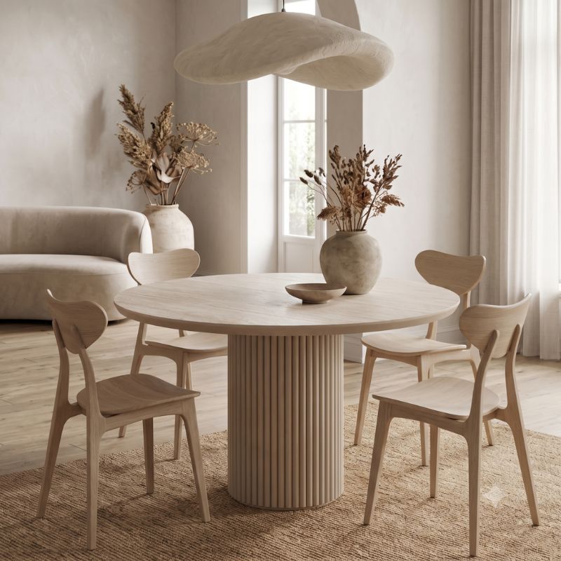 Τραπέζι Hazar Megapap Mdf χρώμα travertine - sandstone Ø119,5x76εκ. Τραπέζι Hazar Megapap Mdf χρώμα travertine - sandstone Ø119,5x76εκ.