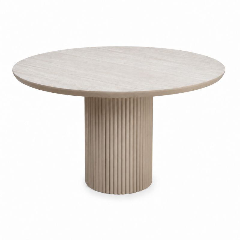 Τραπέζι Hazar Megapap Mdf χρώμα travertine - sandstone Ø119,5x76εκ. Τραπέζι Hazar Megapap Mdf χρώμα travertine - sandstone Ø119,5x76εκ.