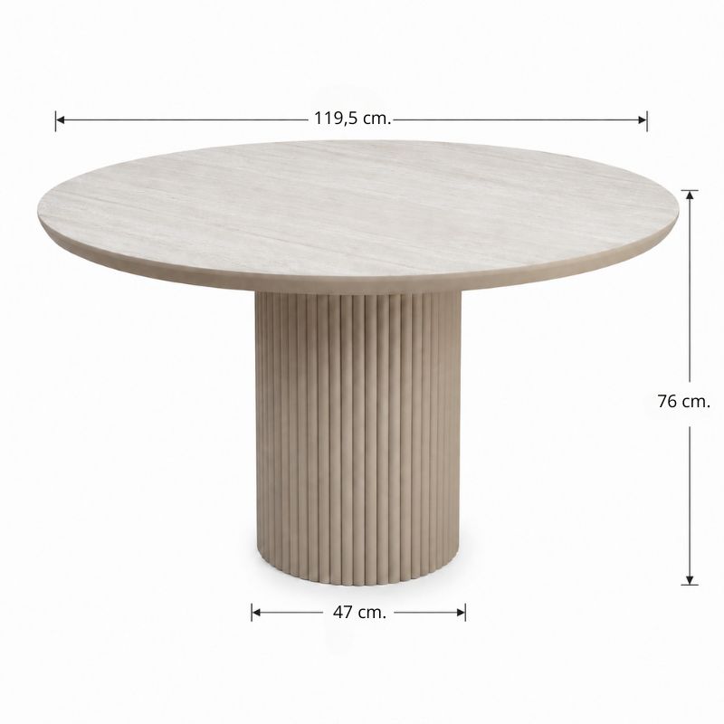 Τραπέζι Hazar Megapap Mdf χρώμα travertine - sandstone Ø119,5x76εκ. Τραπέζι Hazar Megapap Mdf χρώμα travertine - sandstone Ø119,5x76εκ.