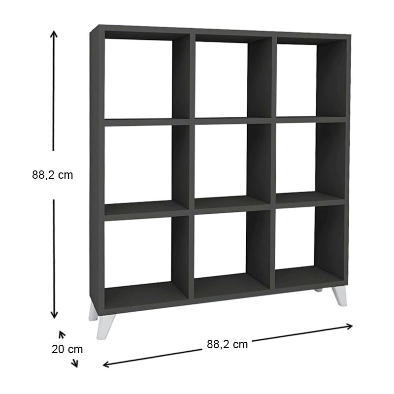 Βιβλιοθήκη μελαμίνης Saul Megapap χρώμα ανθρακί 88,2x20x88,2εκ. Βιβλιοθήκη μελαμίνης Saul Megapap χρώμα ανθρακί 88,2x20x88,2εκ.