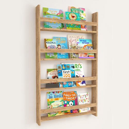 Επιτοίχια βιβλιοθήκη - ραφιέρα Montessori Megapap χρώμα pine oak 74x10x120εκ.