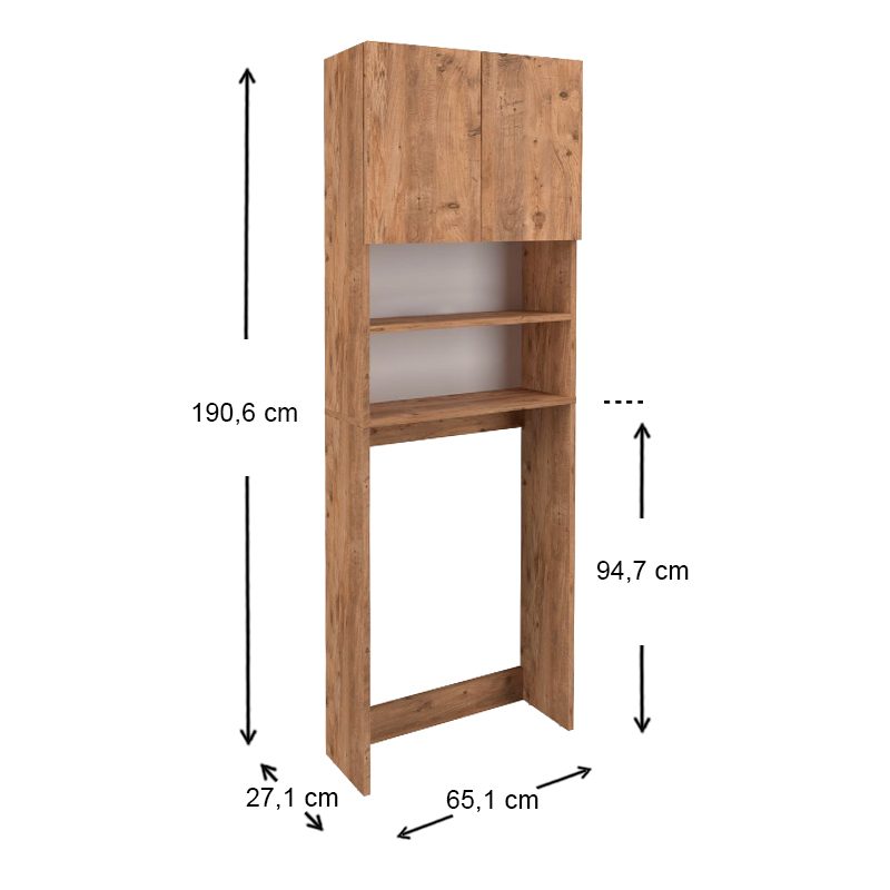 Έπιπλο πλυντηρίου Ramsey Megapap από μελαμίνη χρώμα pine oak 65x27x190,6εκ. Έπιπλο πλυντηρίου Ramsey Megapap από μελαμίνη χρώμα pine oak 65x27x190,6εκ.