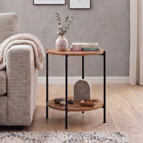 Τραπεζάκι βοηθητικό Argento Megapap χρώμα pine oak 43x43x60εκ.