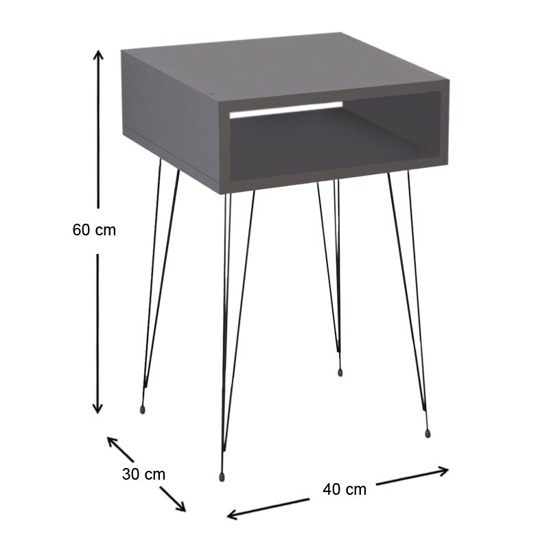 Κομοδίνο μελαμίνης Scott Megapap χρώμα ανθρακί 40x30x60εκ. Κομοδίνο μελαμίνης Scott Megapap χρώμα ανθρακί 40x30x60εκ.