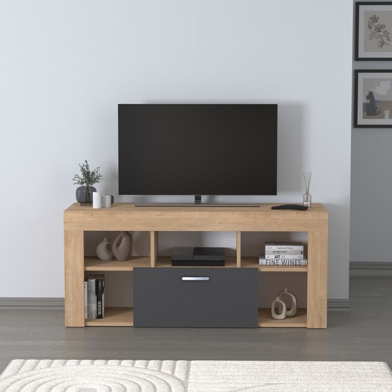 Έπιπλο τηλεόρασης Midili Megapap χρώμα sapphire oak - ανθρακί 135x42x60,7εκ. Έπιπλο τηλεόρασης Midili Megapap χρώμα sapphire oak - ανθρακί 135x42x60,7εκ.