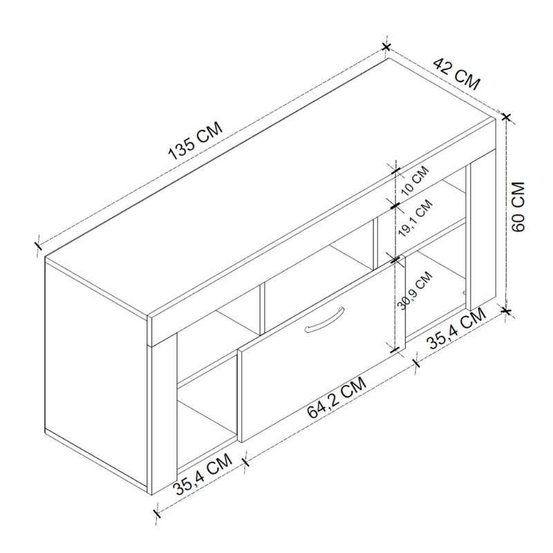 Έπιπλο τηλεόρασης Midili Megapap χρώμα sapphire oak - ανθρακί 135x42x60,7εκ. Έπιπλο τηλεόρασης Midili Megapap χρώμα sapphire oak - ανθρακί 135x42x60,7εκ.