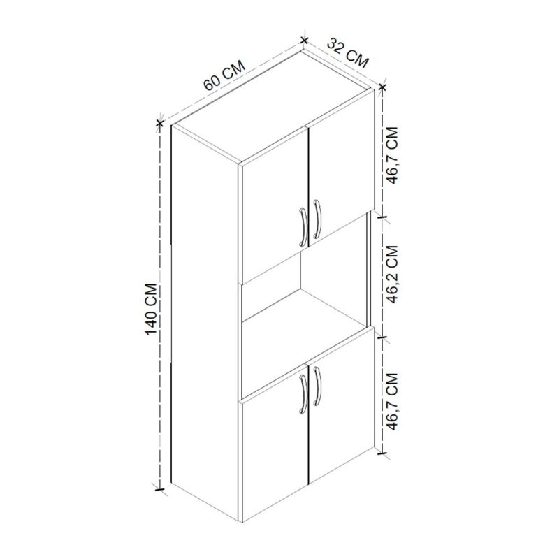 Ντουλάπα κουζίνας Armado Megapap χρώμα ανθρακί 60x32x140εκ. Ντουλάπα κουζίνας Armado Megapap χρώμα ανθρακί 60x32x140εκ.