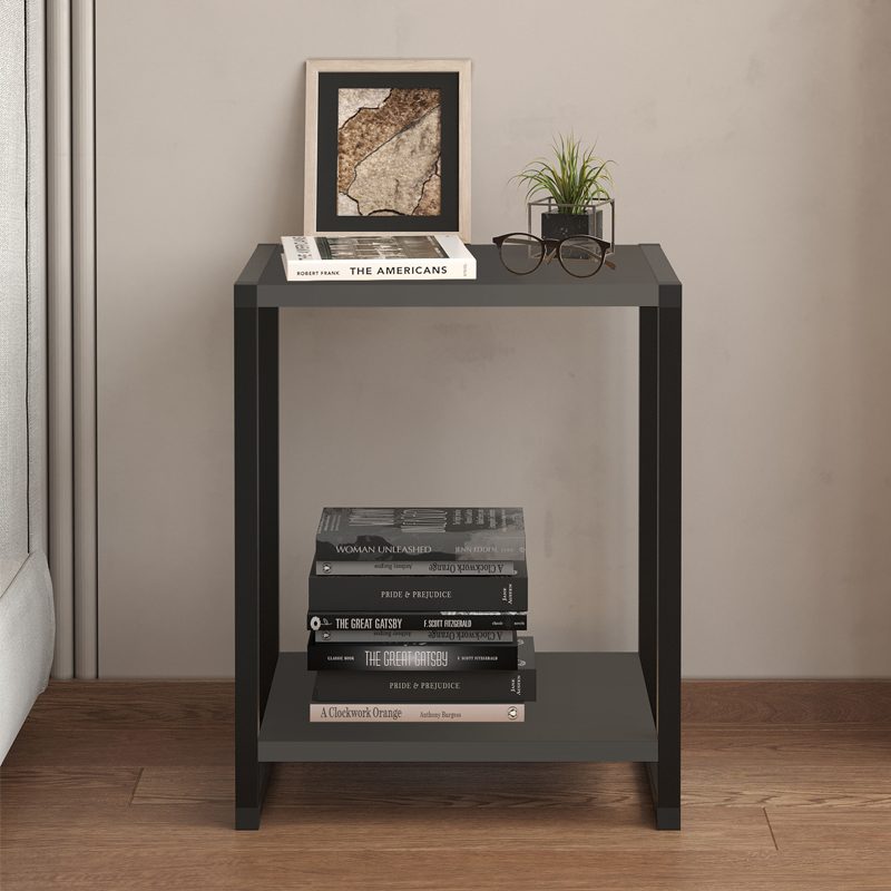 Κομοδίνο Gina Megapap χρώμα ανθρακί - μαύρο 39x30x48εκ. Κομοδίνο Gina Megapap χρώμα ανθρακί - μαύρο 39x30x48εκ.