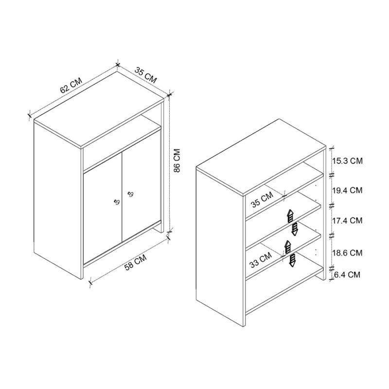 Παπουτσοθήκη - Ντουλάπι Efsun Megapap χρώμα λευκό - sapphire oak 62x35x86εκ. Παπουτσοθήκη - Ντουλάπι Efsun Megapap χρώμα λευκό - sapphire oak 62x35x86εκ.