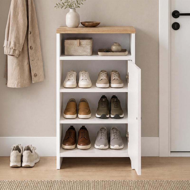 Παπουτσοθήκη - Ντουλάπι Talsa Megapap χρώμα λευκό - sapphire oak 50x35,3x86εκ. Παπουτσοθήκη - Ντουλάπι Talsa Megapap χρώμα λευκό - sapphire oak 50x35,3x86εκ.