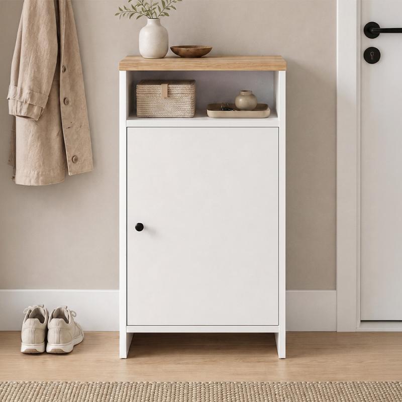 Παπουτσοθήκη - Ντουλάπι Talsa Megapap χρώμα λευκό - sapphire oak 50x35,3x86εκ. Παπουτσοθήκη - Ντουλάπι Talsa Megapap χρώμα λευκό - sapphire oak 50x35,3x86εκ.