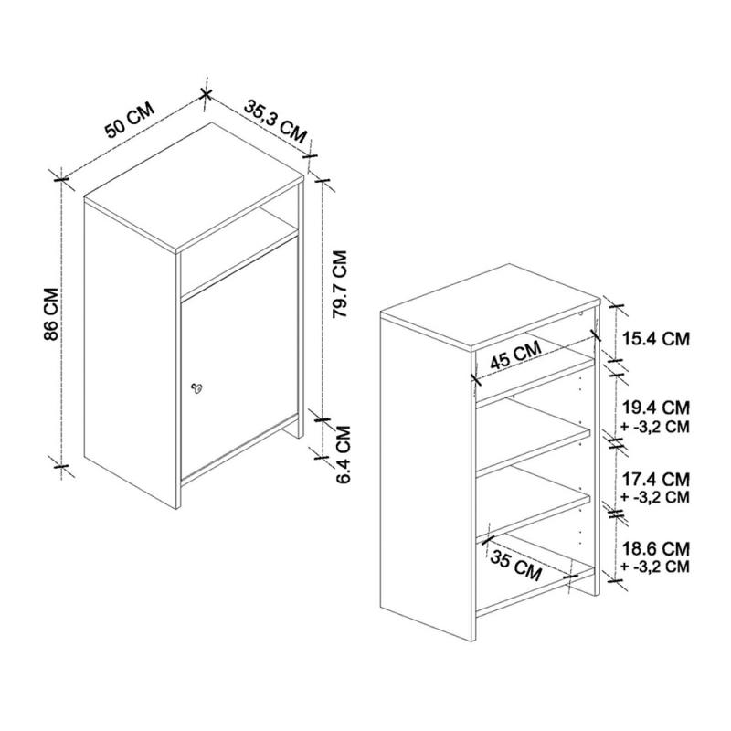 Παπουτσοθήκη - Ντουλάπι Talsa Megapap χρώμα λευκό - sapphire oak 50x35,3x86εκ. Παπουτσοθήκη - Ντουλάπι Talsa Megapap χρώμα λευκό - sapphire oak 50x35,3x86εκ.