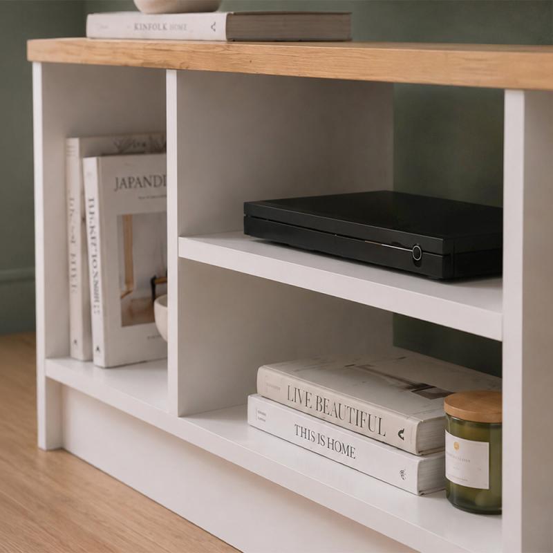Έπιπλο τηλεόρασης Bahama Megapap χρώμα λευκό - sapphire oak 120x35x46,5εκ. Έπιπλο τηλεόρασης Bahama Megapap χρώμα λευκό - sapphire oak 120x35x46,5εκ.