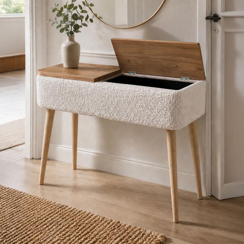 Κονσόλα Luno Megapap ύφασμα teddy χρώμα λευκό - pine oak 90x30x90εκ. Κονσόλα Luno Megapap ύφασμα teddy χρώμα λευκό - pine oak 90x30x90εκ.