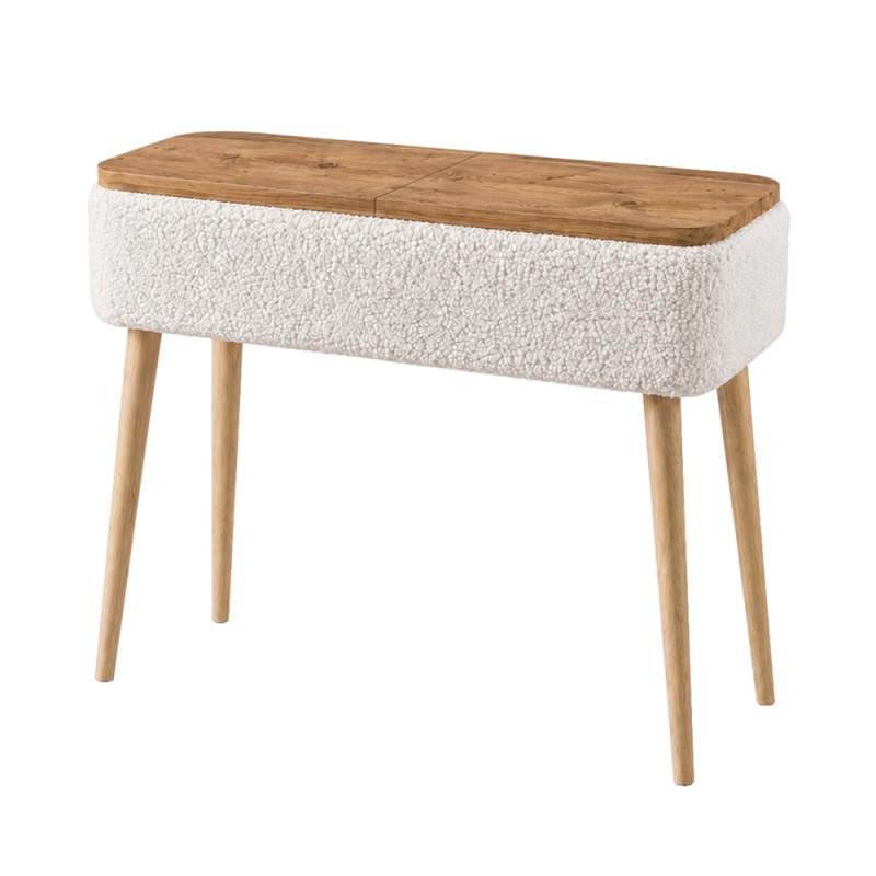 Κονσόλα Luno Megapap ύφασμα teddy χρώμα λευκό - pine oak 90x30x90εκ. Κονσόλα Luno Megapap ύφασμα teddy χρώμα λευκό - pine oak 90x30x90εκ.