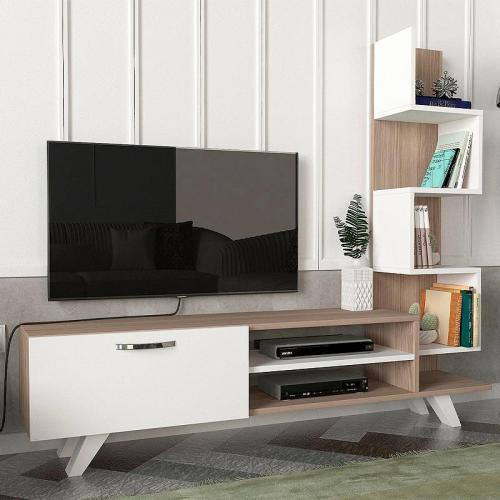 Έπιπλο τηλεόρασης Ceren Megapap χρώμα λευκό - cordoba 149,5x31x131,6εκ.
