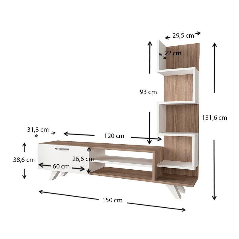 Έπιπλο τηλεόρασης Ceren Megapap χρώμα λευκό - cordoba 149,5x31x131,6εκ. Έπιπλο τηλεόρασης Ceren Megapap χρώμα λευκό - cordoba 149,5x31x131,6εκ.