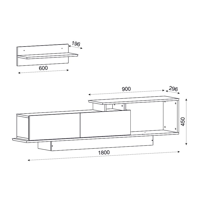 Έπιπλο τηλεόρασης Novara Megapap χρώμα λευκό 180x29,6x45εκ.