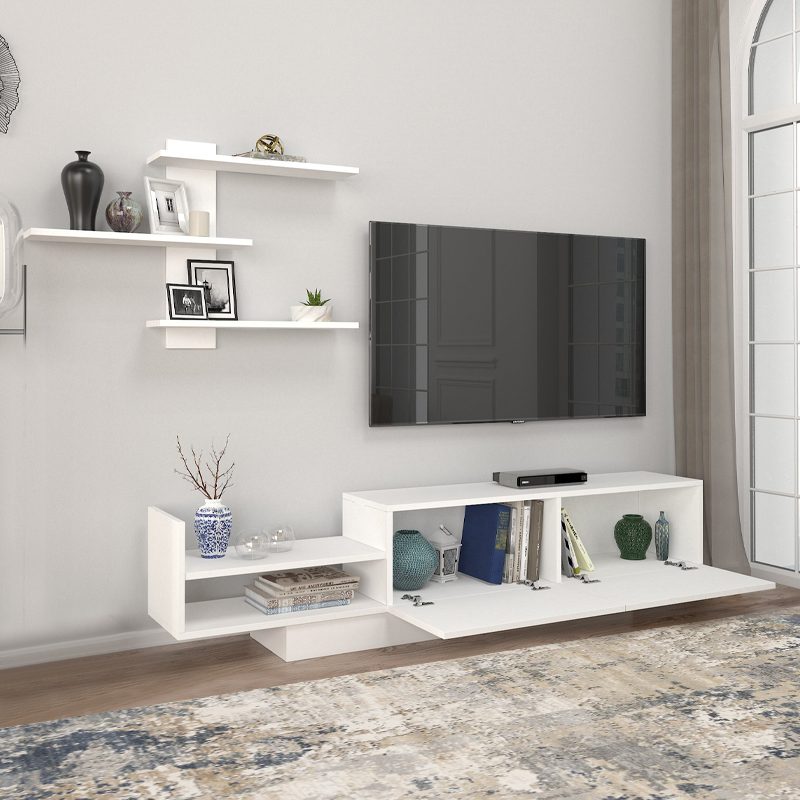 Σύνθεση τηλεόρασης Egemen Megapap χρώμα λευκό 180x32x40εκ.