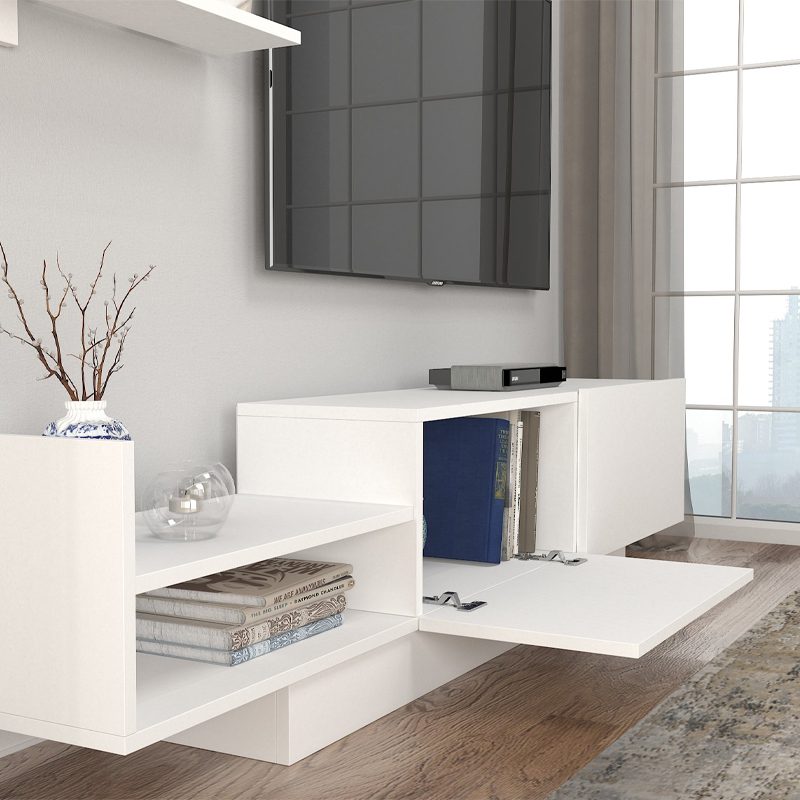 Σύνθεση τηλεόρασης Egemen Megapap χρώμα λευκό 180x32x40εκ.