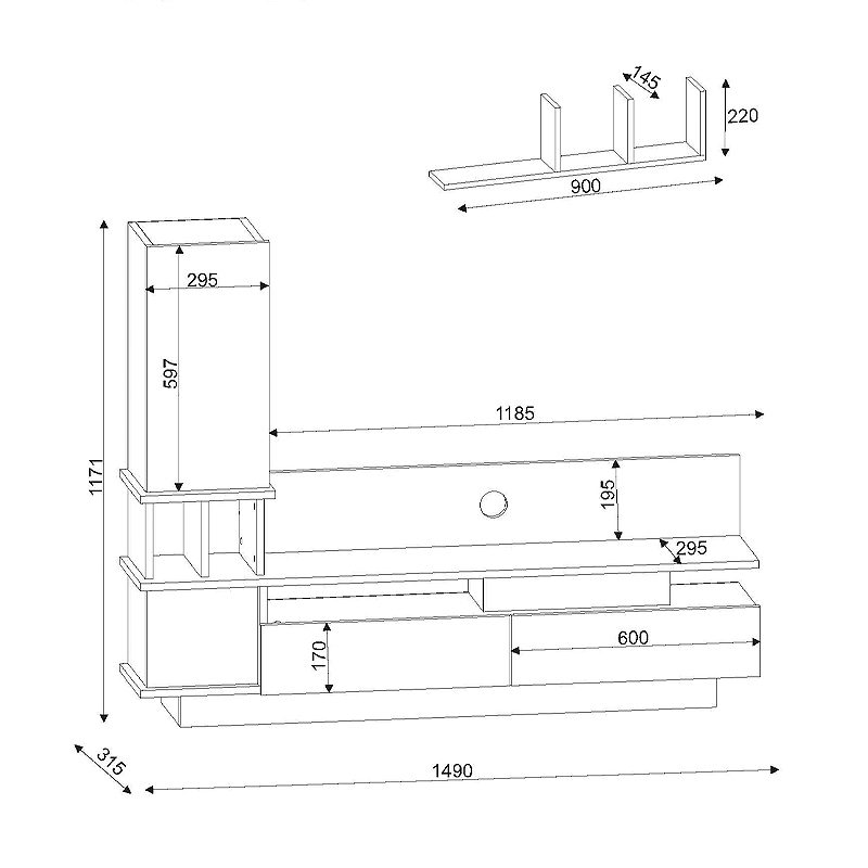 Σύνθεση τηλεόρασης Almeria Megapap χρώμα λευκό - cordoba 149x29,5x117εκ. Σύνθεση τηλεόρασης Almeria Megapap χρώμα λευκό - cordoba 149x29,5x117εκ.