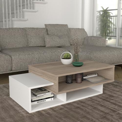 Τραπεζάκι σαλονιού Tab Megapap χρώμα λευκό - cordoba 105x60x32εκ.