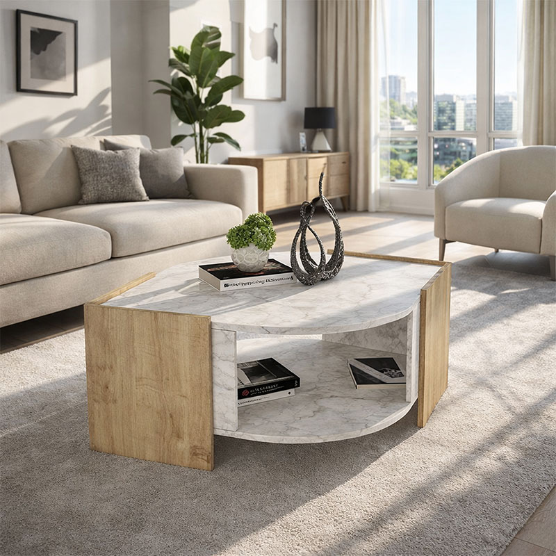 Τραπεζάκι σαλονιού Marbel Megapap χρώμα sapphire oak - λευκό εφέ μαρμάρου 75x75x40εκ. Τραπεζάκι σαλονιού Marbel Megapap χρώμα sapphire oak - λευκό εφέ μαρμάρου 75x75x40εκ.