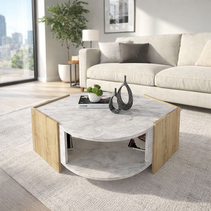Τραπεζάκι σαλονιού Marbel Megapap χρώμα sapphire oak - λευκό εφέ μαρμάρου 75x75x40εκ. Τραπεζάκι σαλονιού Marbel Megapap χρώμα sapphire oak - λευκό εφέ μαρμάρου 75x75x40εκ.