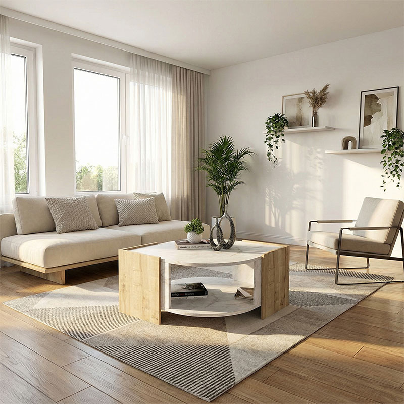 Τραπεζάκι σαλονιού Marbel Megapap χρώμα sapphire oak - λευκό εφέ μαρμάρου 75x75x40εκ. Τραπεζάκι σαλονιού Marbel Megapap χρώμα sapphire oak - λευκό εφέ μαρμάρου 75x75x40εκ.