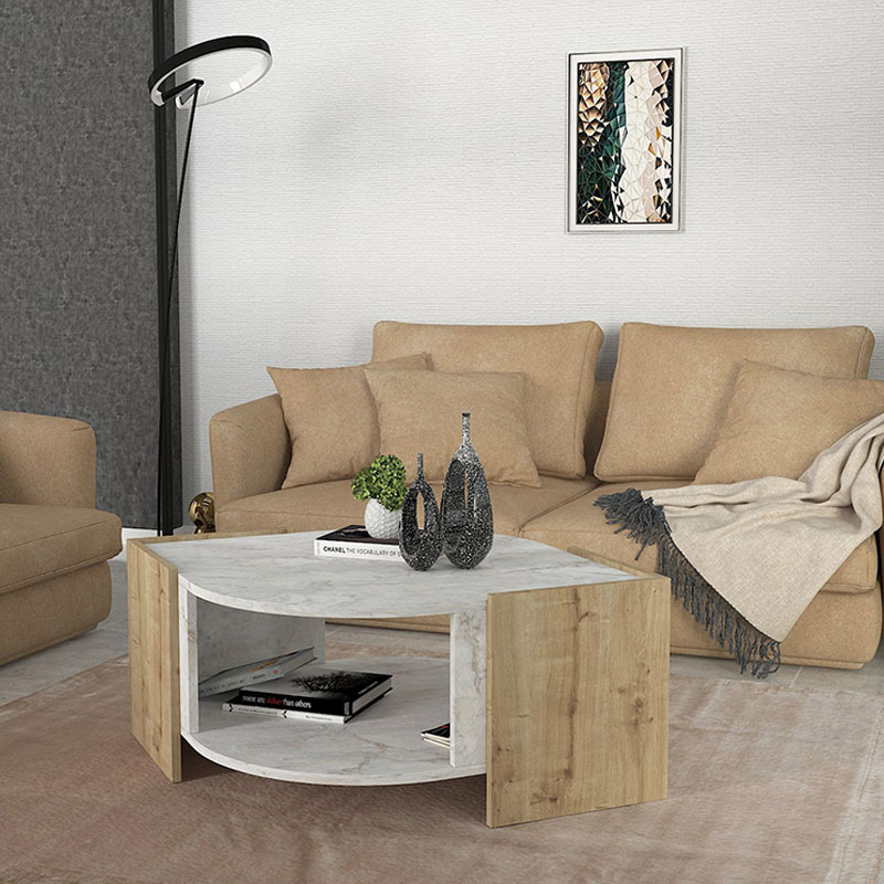 Τραπεζάκι σαλονιού Marbel Megapap χρώμα sapphire oak - λευκό εφέ μαρμάρου 75x75x40εκ. Τραπεζάκι σαλονιού Marbel Megapap χρώμα sapphire oak - λευκό εφέ μαρμάρου 75x75x40εκ.