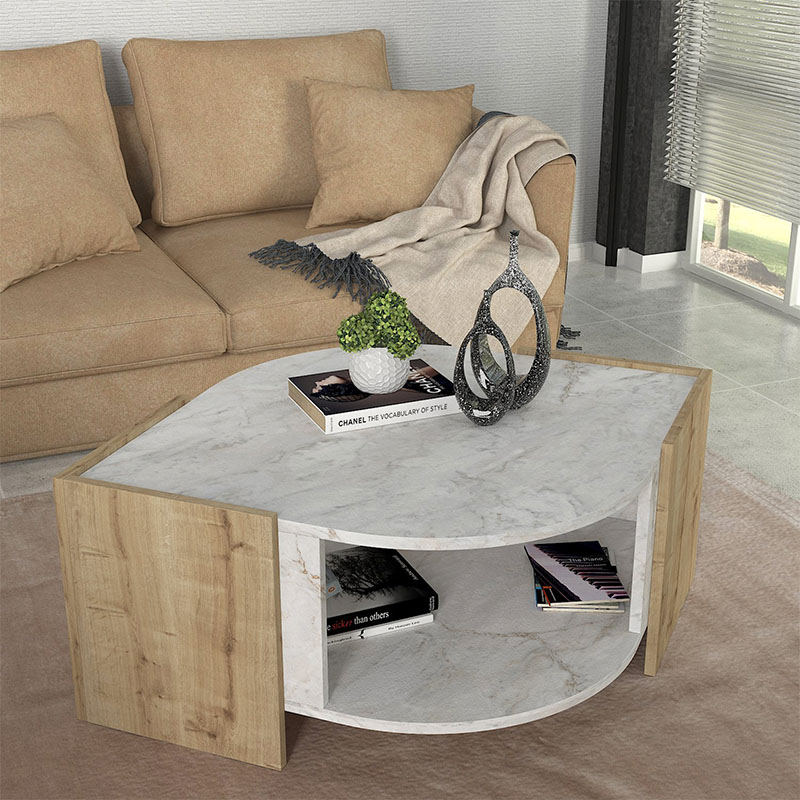 Τραπεζάκι σαλονιού Marbel Megapap χρώμα sapphire oak - λευκό εφέ μαρμάρου 75x75x40εκ. Τραπεζάκι σαλονιού Marbel Megapap χρώμα sapphire oak - λευκό εφέ μαρμάρου 75x75x40εκ.