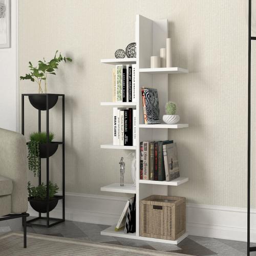 Βιβλιοθήκη Tree Megapap χρώμα λευκό 45x21,4x121,8εκ.