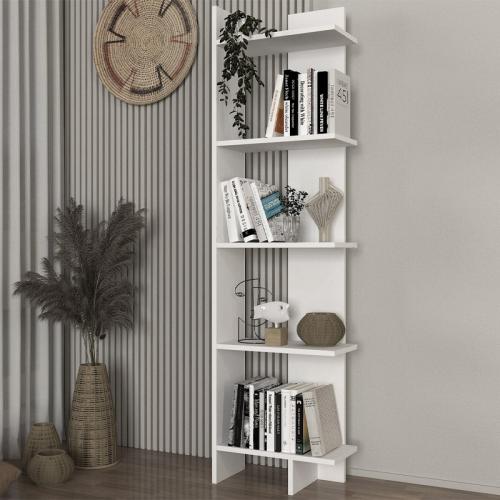 Βιβλιοθήκη Perla Megapap χρώμα λευκό 48x22x170εκ.