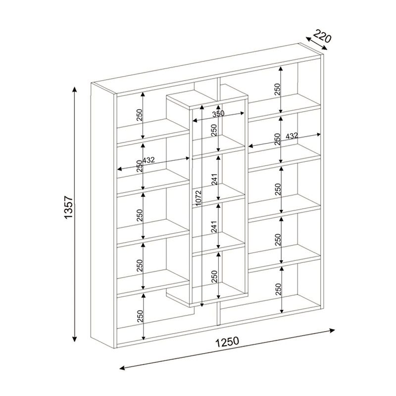 Βιβλιοθήκη Ample Megapap χρώμα μαύρο - λευκό 125x22x135,7εκ. Βιβλιοθήκη Ample Megapap χρώμα μαύρο - λευκό 125x22x135,7εκ.