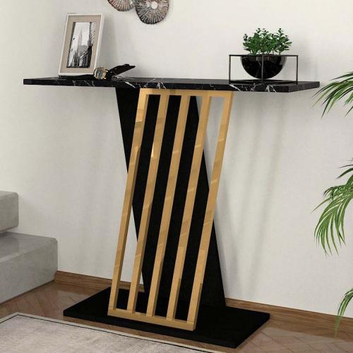 Κονσόλα Gravity Megapap χρώμα μαύρο εφέ μαρμάρου - χρυσό 90x29,6x76,8εκ.