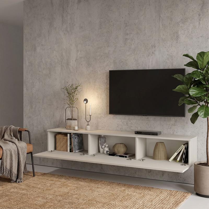 Έπιπλο τηλεόρασης επιτοίχιο Damla Megapap με LED χρώμα sandstone 180x29,5x29,5εκ. Έπιπλο τηλεόρασης επιτοίχιο Damla Megapap με LED χρώμα sandstone 180x29,5x29,5εκ.