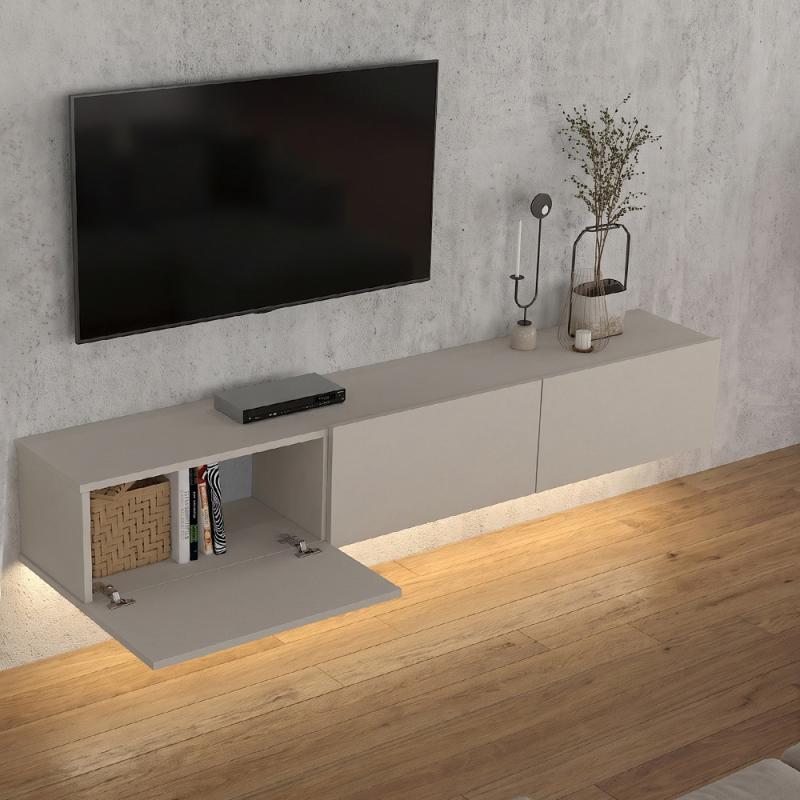 Έπιπλο τηλεόρασης επιτοίχιο Damla Megapap με LED χρώμα sandstone 180x29,5x29,5εκ. Έπιπλο τηλεόρασης επιτοίχιο Damla Megapap με LED χρώμα sandstone 180x29,5x29,5εκ.