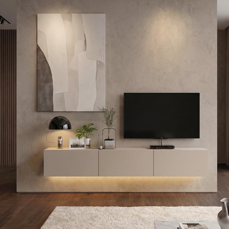 Έπιπλο τηλεόρασης επιτοίχιο Damla Megapap με LED χρώμα sandstone 180x29,5x29,5εκ. Έπιπλο τηλεόρασης επιτοίχιο Damla Megapap με LED χρώμα sandstone 180x29,5x29,5εκ.