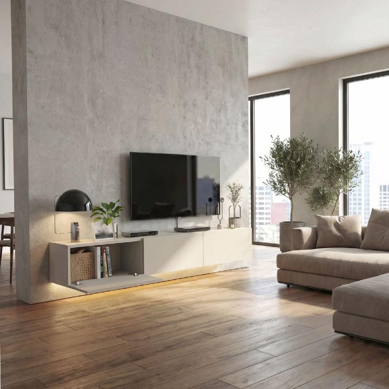 Έπιπλο τηλεόρασης επιτοίχιο Damla Megapap με LED χρώμα sandstone 180x29,5x29,5εκ. Έπιπλο τηλεόρασης επιτοίχιο Damla Megapap με LED χρώμα sandstone 180x29,5x29,5εκ.