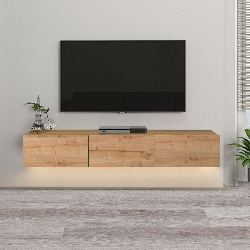 Έπιπλο τηλεόρασης επιτοίχιο Damla Megapap με LED χρώμα sapphire oak 180x29,5x29,5εκ. Έπιπλο τηλεόρασης επιτοίχιο Damla Megapap με LED χρώμα sapphire oak 180x29,5x29,5εκ.