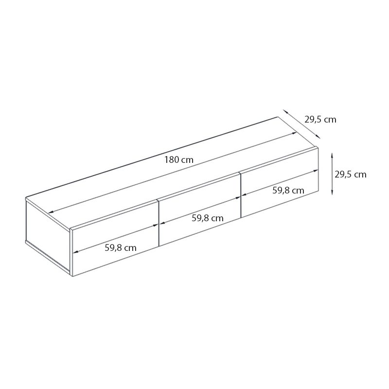 Έπιπλο τηλεόρασης επιτοίχιο Damla Megapap με LED χρώμα sapphire oak - μαύρο 180x29,5x29,5εκ. Έπιπλο τηλεόρασης επιτοίχιο Damla Megapap με LED χρώμα sapphire oak - μαύρο 180x29,5x29,5εκ.