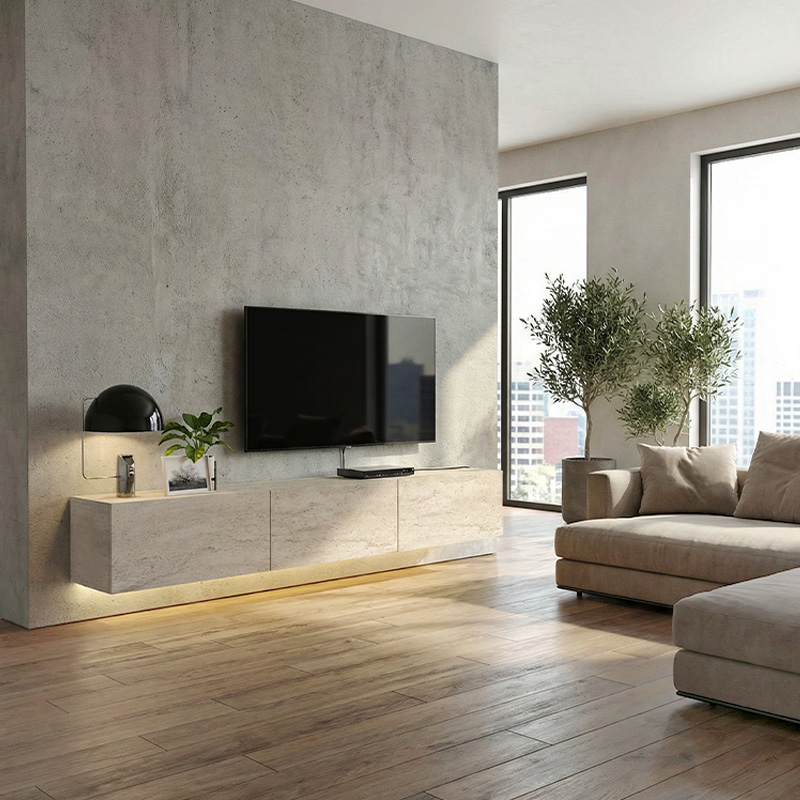 Έπιπλο τηλεόρασης επιτοίχιο Damla Megapap με LED χρώμα travertine 180x29,5x29,5εκ. Έπιπλο τηλεόρασης επιτοίχιο Damla Megapap με LED χρώμα travertine 180x29,5x29,5εκ.