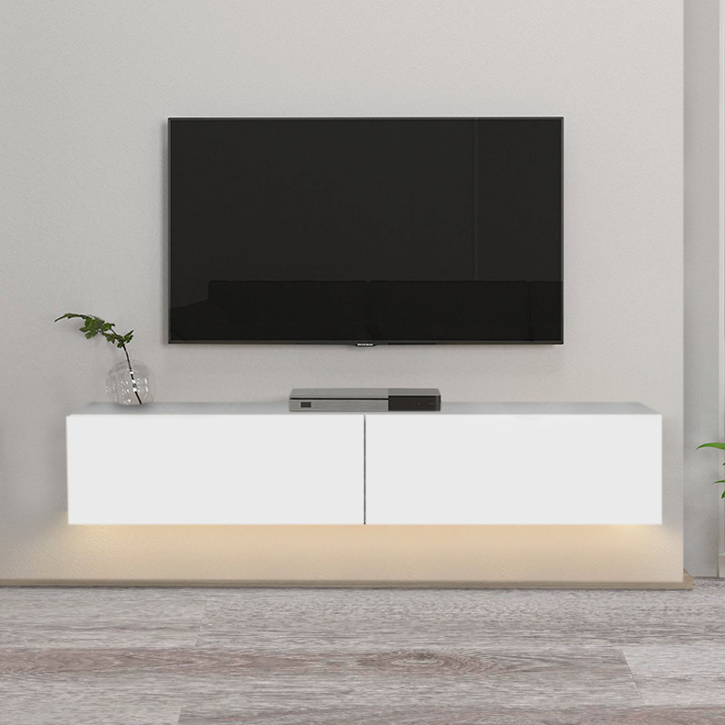 Έπιπλο τηλεόρασης επιτοίχιο Aristo Megapap με LED χρώμα λευκό 135x31,6x25εκ.
