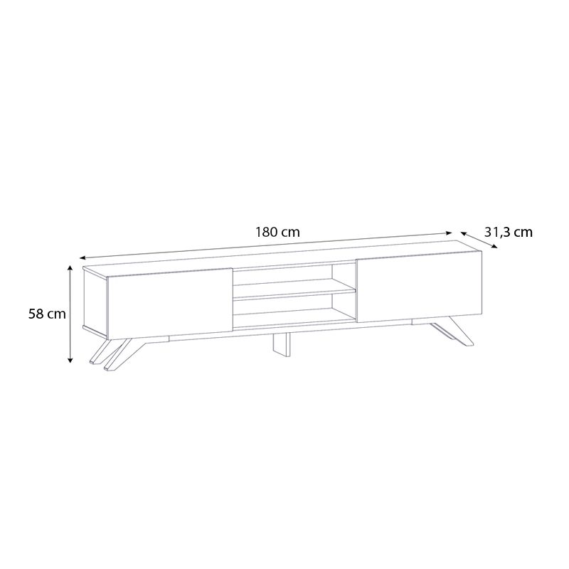 Έπιπλο τηλεόρασης Jarvis Megapap χρώμα λευκό 180x31,3x58εκ.