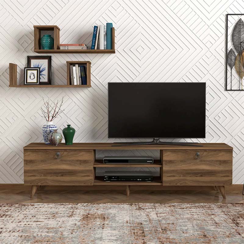 Έπιπλο τηλεόρασης Seddra Megapap χρώμα καρυδί 180x31,5x45εκ. Έπιπλο τηλεόρασης Seddra Megapap χρώμα καρυδί 180x31,5x45εκ.