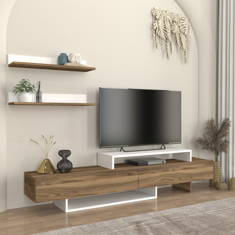Έπιπλο τηλεόρασης Nirvana Megapap χρώμα καρυδί - λευκό 180x31,3x41,7εκ. Έπιπλο τηλεόρασης Nirvana Megapap χρώμα καρυδί - λευκό 180x31,3x41,7εκ.