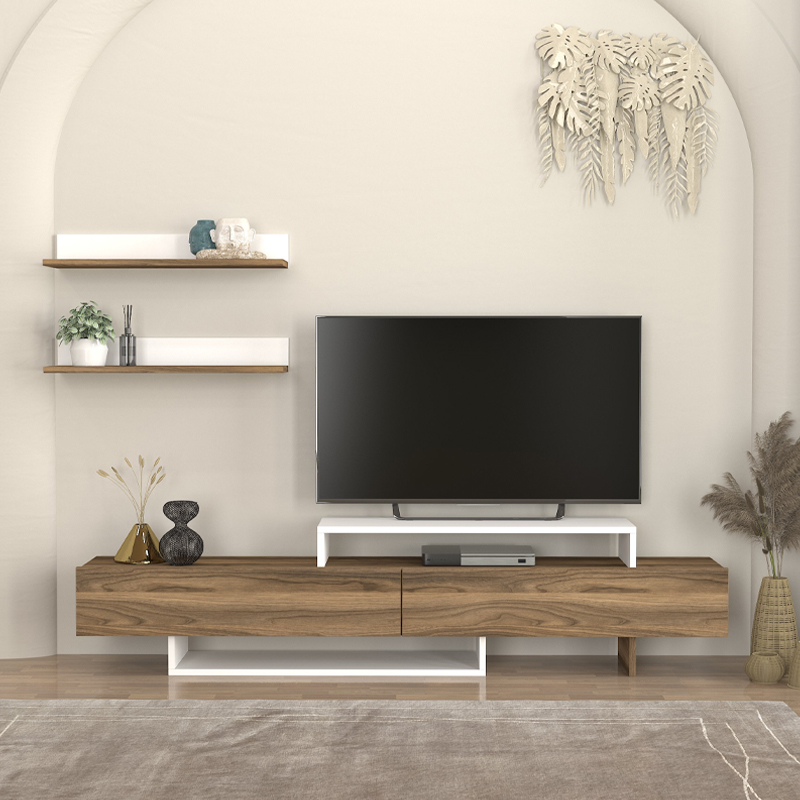 Έπιπλο τηλεόρασης Nirvana Megapap χρώμα καρυδί - λευκό 180x31,3x41,7εκ. Έπιπλο τηλεόρασης Nirvana Megapap χρώμα καρυδί - λευκό 180x31,3x41,7εκ.