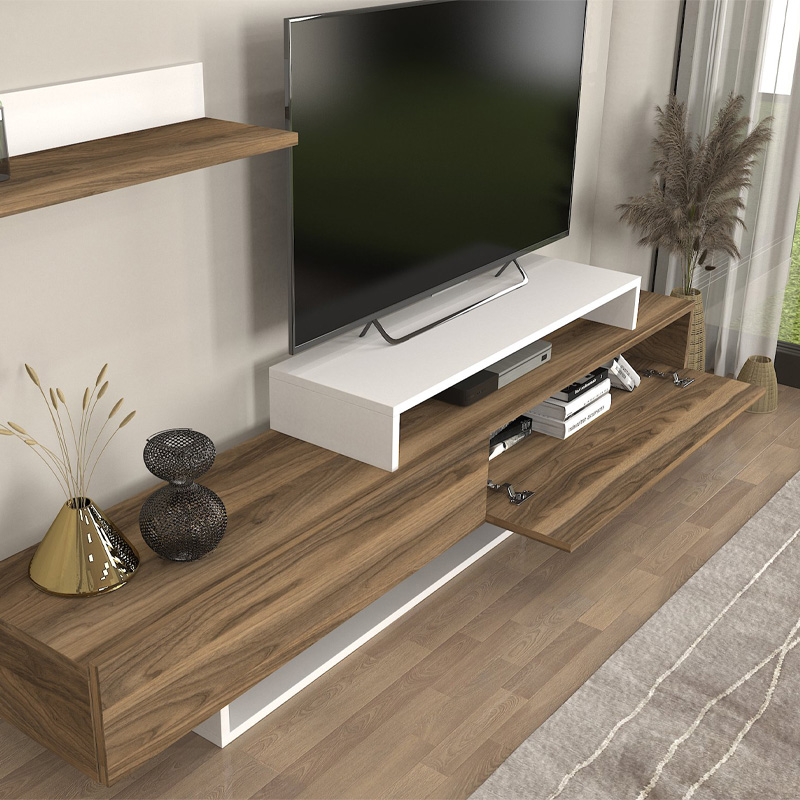 Έπιπλο τηλεόρασης Nirvana Megapap χρώμα καρυδί - λευκό 180x31,3x41,7εκ. Έπιπλο τηλεόρασης Nirvana Megapap χρώμα καρυδί - λευκό 180x31,3x41,7εκ.