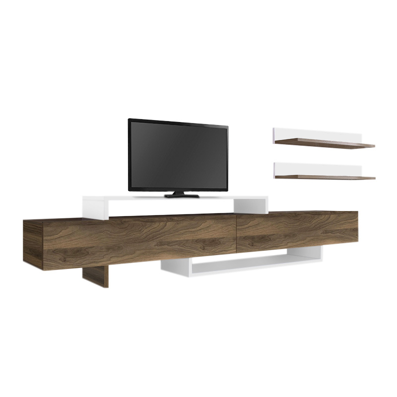 Έπιπλο τηλεόρασης Nirvana Megapap χρώμα καρυδί - λευκό 180x31,3x41,7εκ. Έπιπλο τηλεόρασης Nirvana Megapap χρώμα καρυδί - λευκό 180x31,3x41,7εκ.